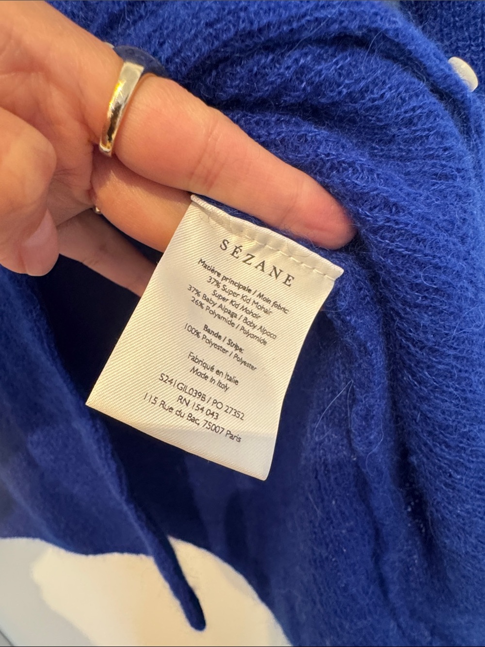 Sezane Women's Button-Front Cardigan in Cobalt - Picture 7 of 8